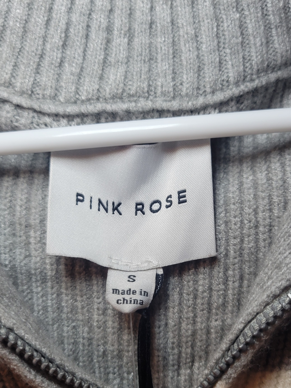 Pink Rose Gray & Cream Striped Sleeveless Quarter-Zip Sweater Vest - Picture 4 of 4